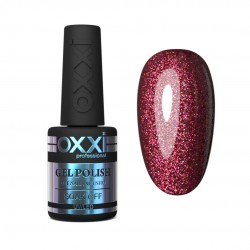 Gel polish OXXI 10 ml 204 (light red with fine, rich holographic sequins)