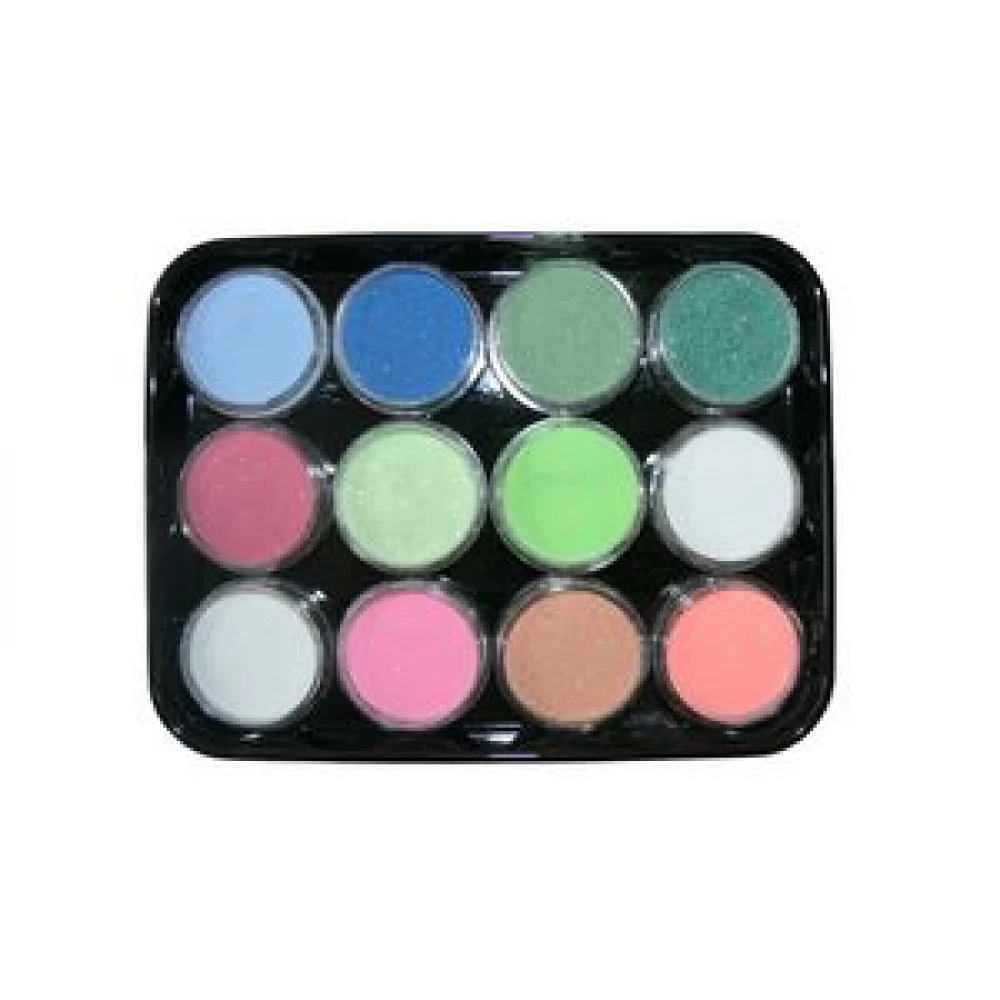A set ofВ coloredВ acrylic powderВ with glitterВ      12 pcs.  G-2